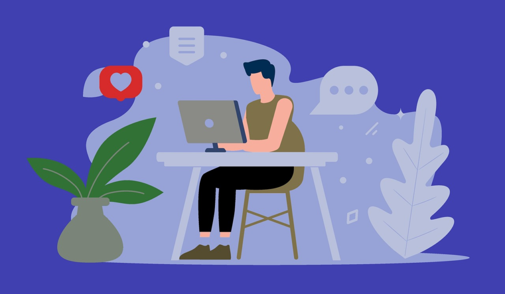 رجل يستخدم لابتوب لتسويق منتجات   عبر الإنترنت