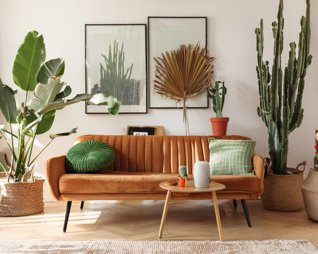 التصميم الداخلي باستخدام الذكاء الاصطناعي لغرفة معيشة عصري